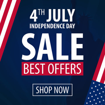 American Independence Day. 4th of July Exclusive Offers Sale, Sale Poster. Template background for greeting cards, posters, leaflets and brochure. Vector illustration.