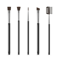 Realistic Detailed Cosmetic Brushes Narrow Set. Vector