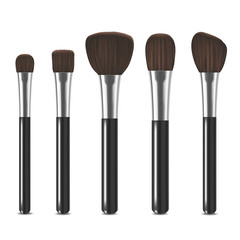Realistic Detailed Cosmetic Brushes Set. Vector
