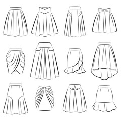 Collection of women romantic skirts - obrazy, fototapety, plakaty