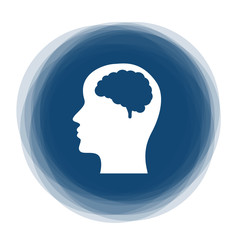Abstract round button - head with brain