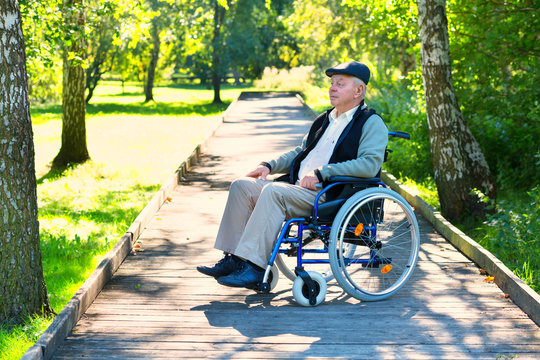 old man on wheelchair in the park
