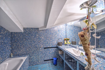 Modern interior of the bathroom in the new house.