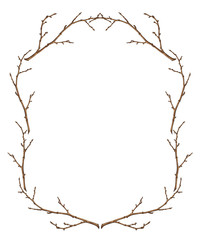Frame from tree branches, isolated object, vector illustration