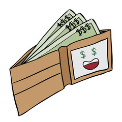 vector cartoon money wallet