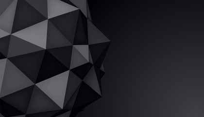 Volume polyhedron black star, 3d object, geometry shape, mesh version, dark origami crystal, abstract vector background for you project - obrazy, fototapety, plakaty