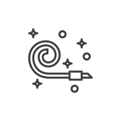 Party horn blower line icon, outline vector sign, linear style pictogram isolated on white. Symbol, logo illustration. Editable stroke. Pixel perfect