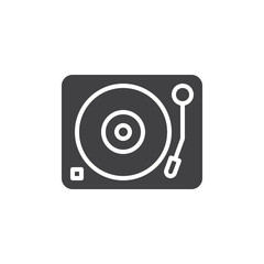 Turntable, vinyl disc player icon vector, filled flat sign, solid pictogram isolated on white. DJ symbol, logo illustration. Pixel perfect