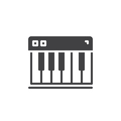 Piano keys icon vector, filled flat sign, solid pictogram isolated on white. Synthesizer symbol, logo illustration. Pixel perfect