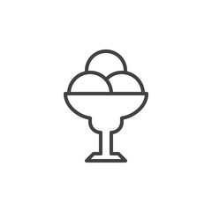Ice cream line icon, outline vector sign, linear style pictogram isolated on white. Symbol, logo illustration. Editable stroke. Pixel perfect