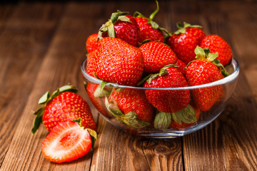 Bowl with fresh strawberries
