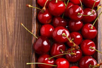 Bowl with fresh red Cherries.