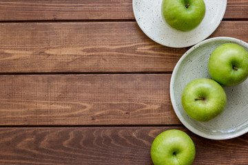 green apples for healthy dessert on white background top view mockup
