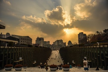 sunset sky scape in seoul korea 