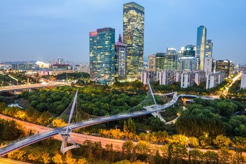 Naklejka premium city skyline night seoul, korea