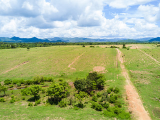 Aerial view of grassy slope