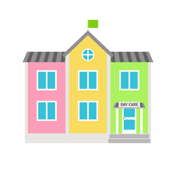 Daycare Colorful Building Flat Icon