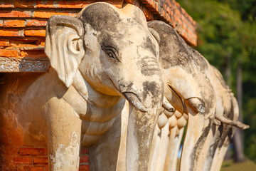 Fototapeta na wymiar Wat Sorasak Temple at Sukhothai Historical Park, a UNESCO World Heritage Site in Thailand