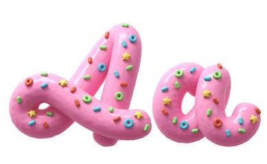 Pink cream with multi-colored sweets font