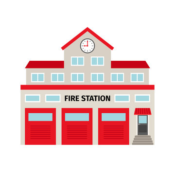 Fire station flat colorful building icon