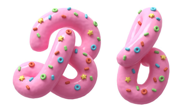 Pink Cream With Multi-colored Sweets Font