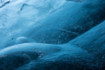Closeup of thousand year old ice structures in an ice cave, Iceland