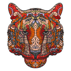 Portrait of Tiger. Hand-drawn illustration. T-shirt design. Vector