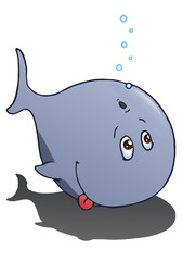 big whale diving  on isolated white