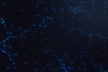 Obraz na płótnie Canvas Technological connection futuristic shape, blue dot network, abstract background, blue background, Concept of Network, internet communication 3D rendering