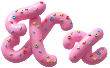 Pink cream with multi-colored sweets font