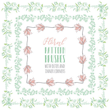 Flexible Floral Pattern Brushes with Branches and Flowers