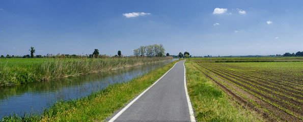 Bicycle lane along the Naviglio of Bereguardo (Italy)