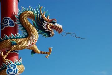 Chinese dragon in front of blue sky