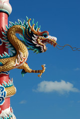 Chinese dragon in front of blue sky