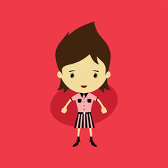 cute happy little woman - adorable girl cartoon vector