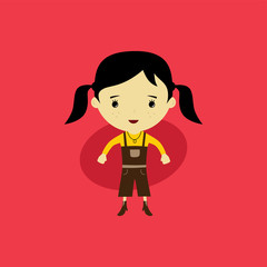 cute happy little woman - adorable girl cartoon vector