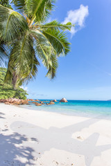 ombre d'avion sur plage d'anse Lazio, Praslin, Seychelles 