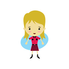 cute happy little woman - adorable girl cartoon vector