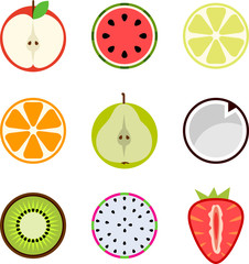 Fruit flat vector icons