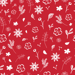 Seamless pattern with flowers and leafs