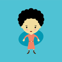 cute happy little woman - adorable girl cartoon vector
