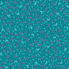 Abstract pattern background with pink and blue angles, black and white points.