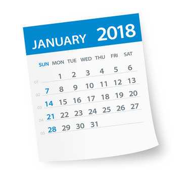 January 2018 Calendar Leaf - Illustration