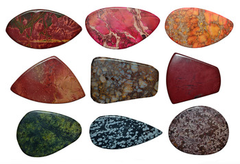 Set of different colorful stones isolated on a white