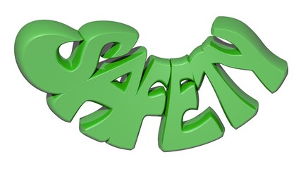 SAFETY 3D green letters - 3D rendering