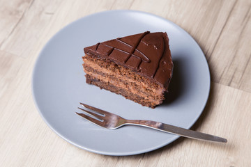 Piece of chocolate cake Prague. Homemade baking.