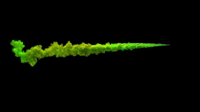 Colored rocket trails / firework trails (with alpha channel). Separated on pure black background.