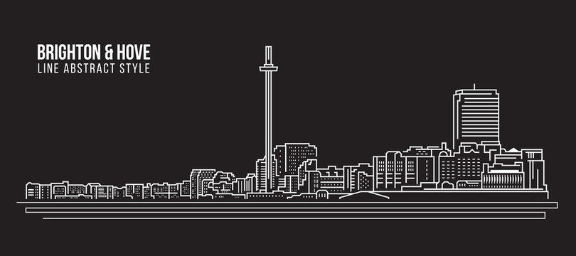 Cityscape Building Line art Vector Illustration design - Brighton and Hove city