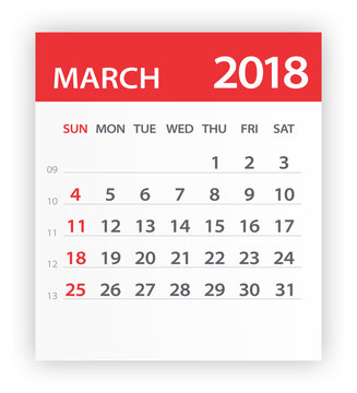 March 2018 Calendar Leaf - Illustration