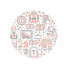 Economic crisis icons